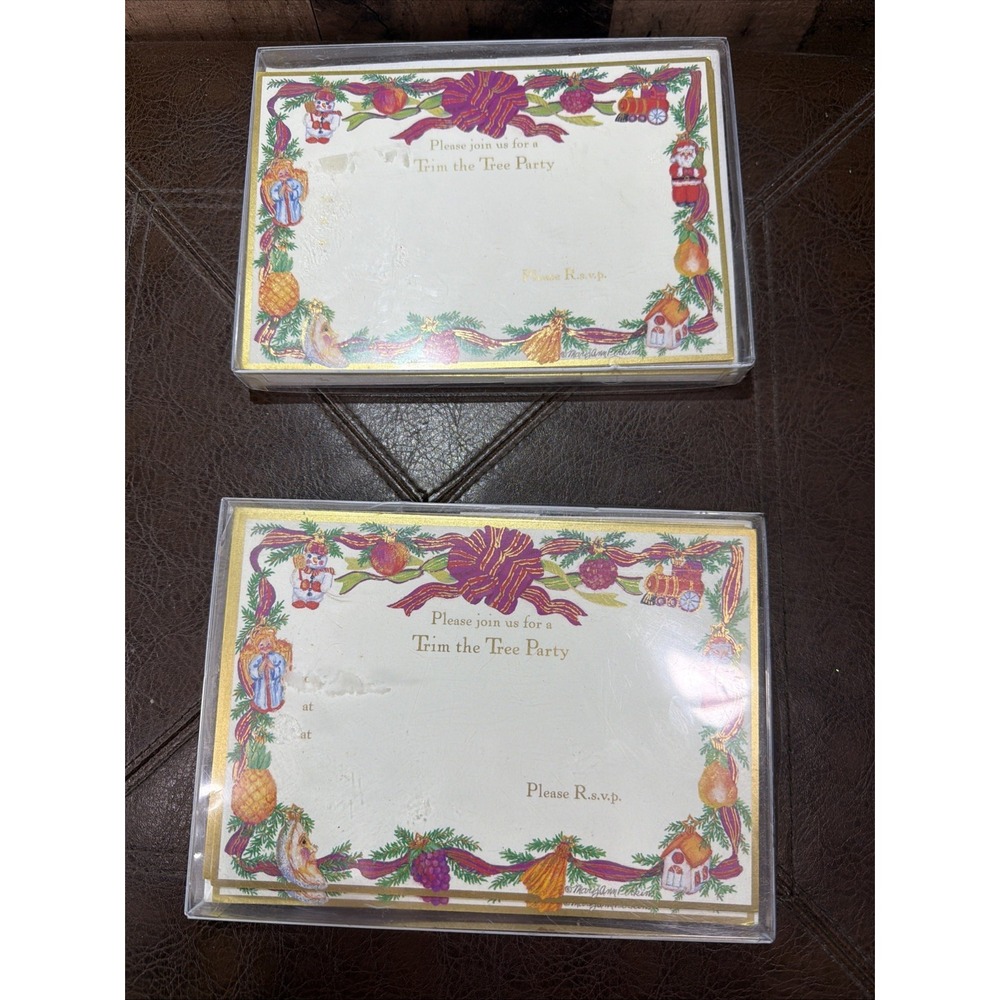 Christmas Trim the Tree Party Invitations Caspari 10 Per Box Lot of 2 Vintage
